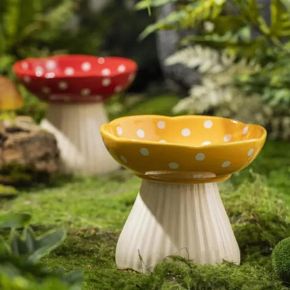 Mushroom Cat Bowl Ceramic Elevated Shelf Pet Supplies Feedin