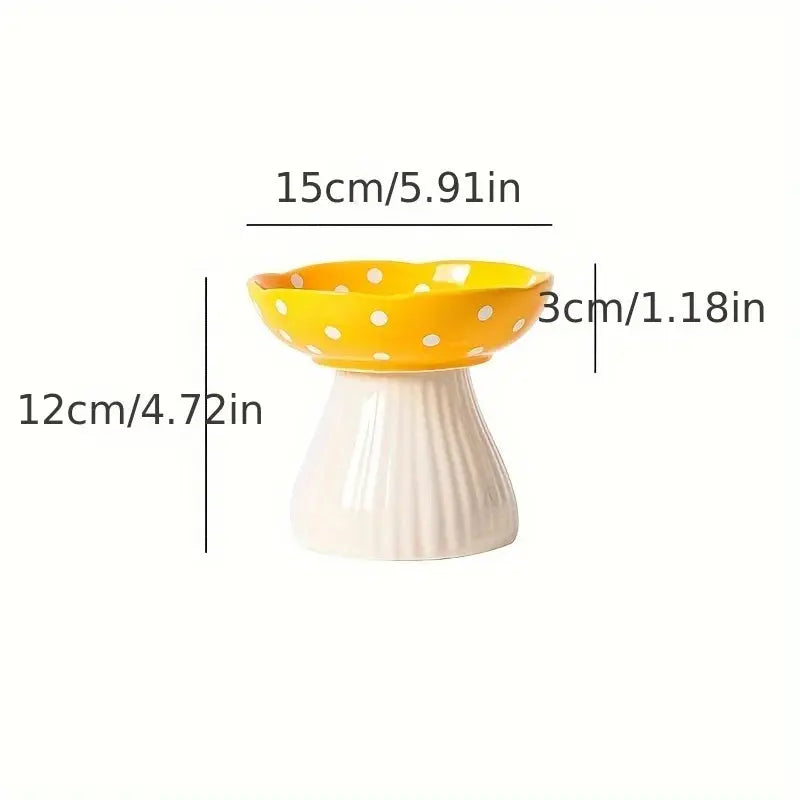 Mushroom Cat Bowl Ceramic Elevated Shelf Pet Supplies Feedin