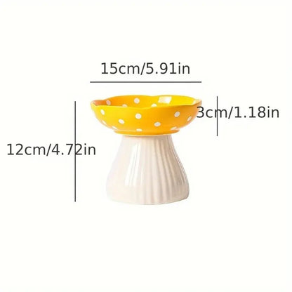 Mushroom Cat Bowl Ceramic Elevated Shelf Pet Supplies Feedin