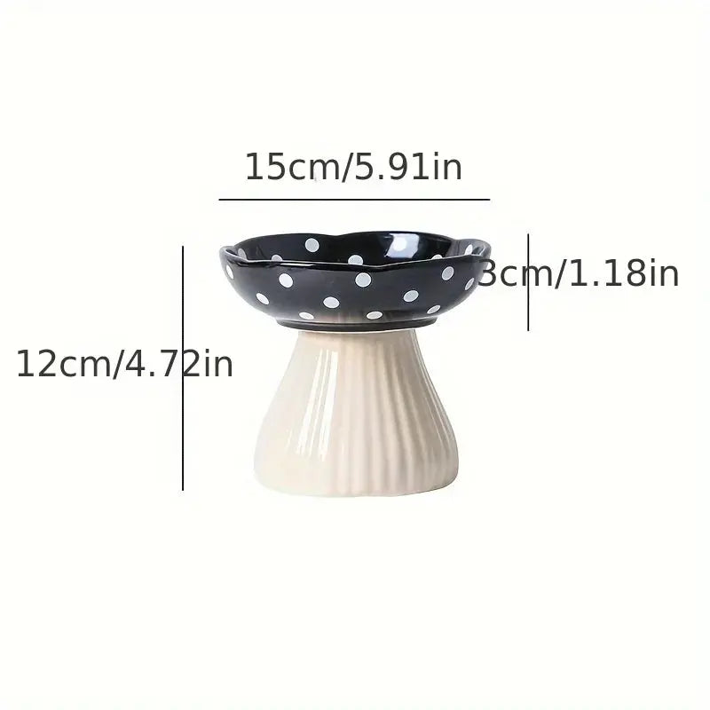 Mushroom Cat Bowl Ceramic Elevated Shelf Pet Supplies Feedin