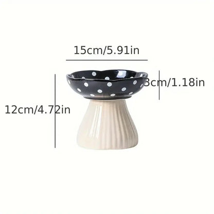 Mushroom Cat Bowl Ceramic Elevated Shelf Pet Supplies Feedin