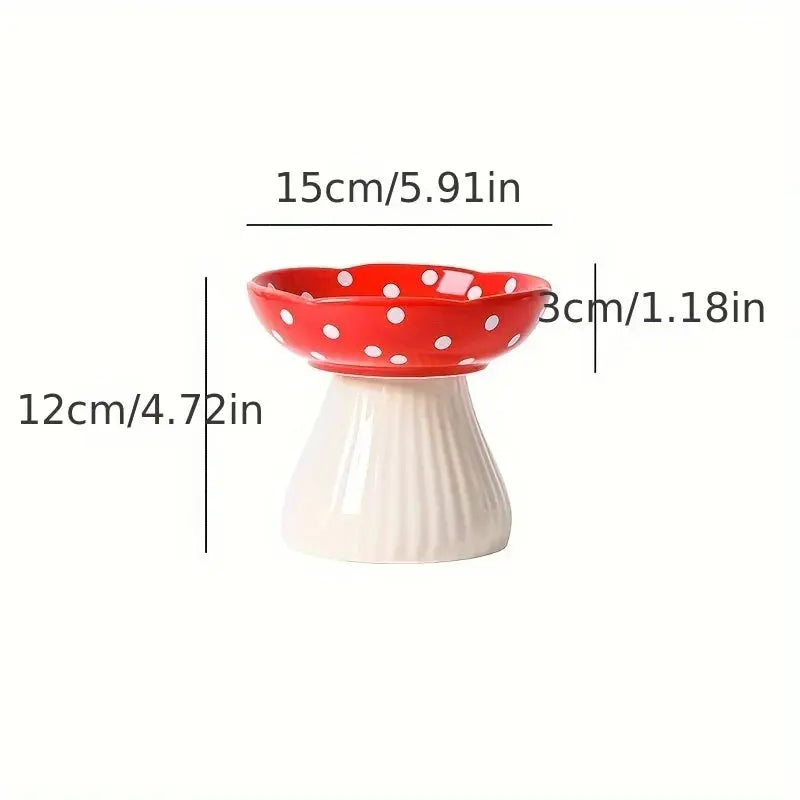 Mushroom Cat Bowl Ceramic Elevated Shelf Pet Supplies Feedin