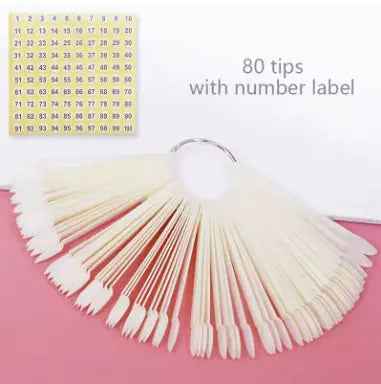 Nail Display Sticks Nail Swatch False Nail Tips Nail Gel Polish Practice Clear Natural Colors Display Board for Nail Art Tools