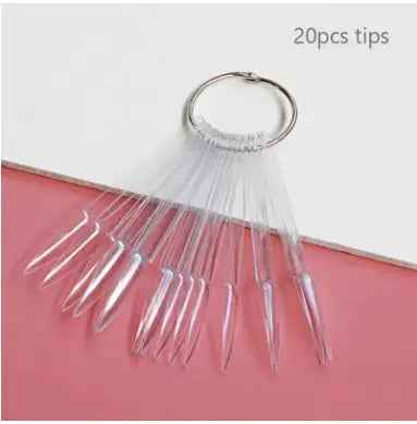 Nail Display Sticks Nail Swatch False Nail Tips Nail Gel Polish Practice Clear Natural Colors Display Board for Nail Art Tools