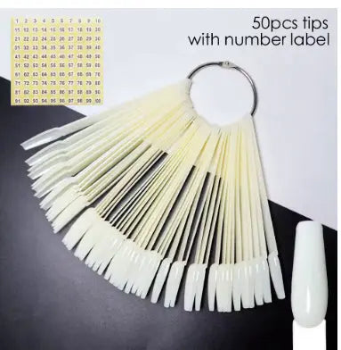 Nail Display Sticks Nail Swatch False Nail Tips Nail Gel Polish Practice Clear Natural Colors Display Board for Nail Art Tools - Novarashop