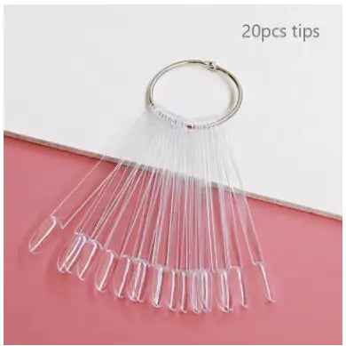 Nail Display Sticks Nail Swatch False Nail Tips Nail Gel Polish Practice Clear Natural Colors Display Board for Nail Art Tools