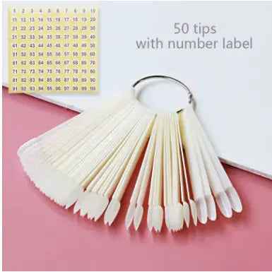 Nail Display Sticks Nail Swatch False Nail Tips Nail Gel Polish Practice Clear Natural Colors Display Board for Nail Art Tools