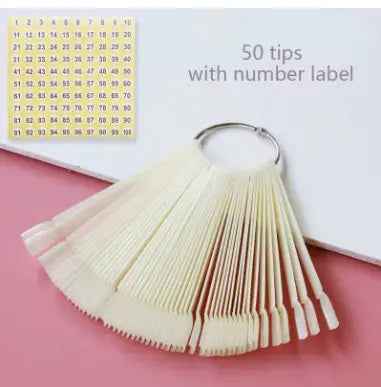 Nail Display Sticks Nail Swatch False Nail Tips Nail Gel Polish Practice Clear Natural Colors Display Board for Nail Art Tools
