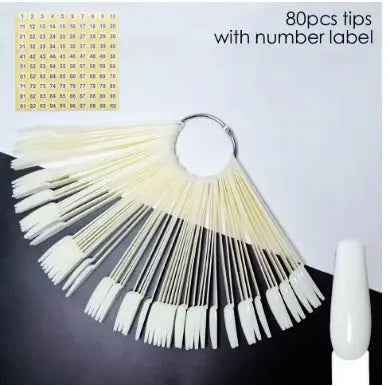 Nail Display Sticks Nail Swatch False Nail Tips Nail Gel Polish Practice Clear Natural Colors Display Board for Nail Art Tools
