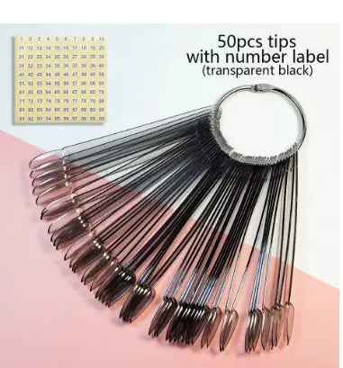 Nail Display Sticks Nail Swatch False Nail Tips Nail Gel Polish Practice Clear Natural Colors Display Board for Nail Art Tools