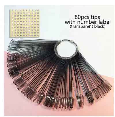Nail Display Sticks Nail Swatch False Nail Tips Nail Gel Polish Practice Clear Natural Colors Display Board for Nail Art Tools