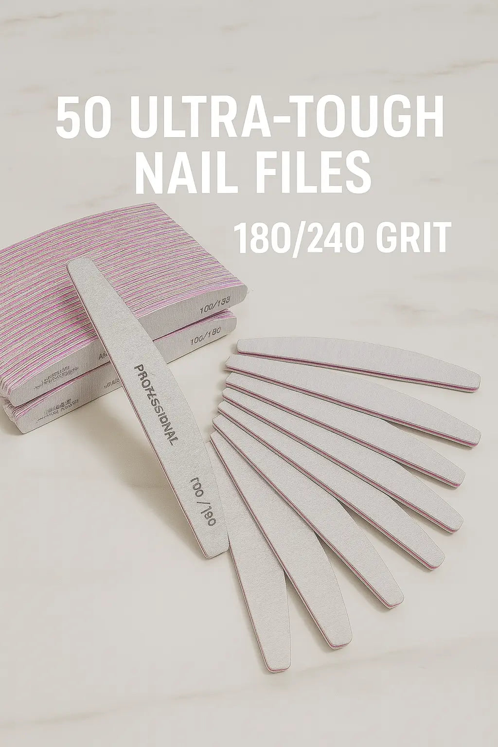 50/25 Pcs/Pack Professional Washable Nail Files 100 To 180 Half Moon Strong Sandpaper Durable File Nails Tools Manicure Supplies - Novarashop