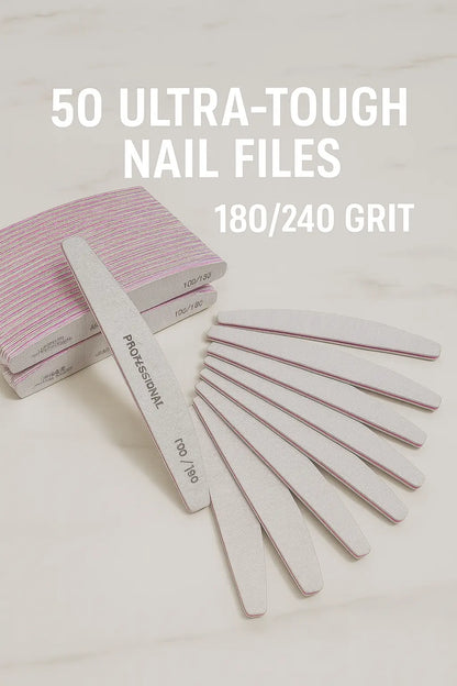 50/25 Pcs/Pack Professional Washable Nail Files 100 To 180 Half Moon Strong Sandpaper Durable File Nails Tools Manicure Supplies - Novarashop