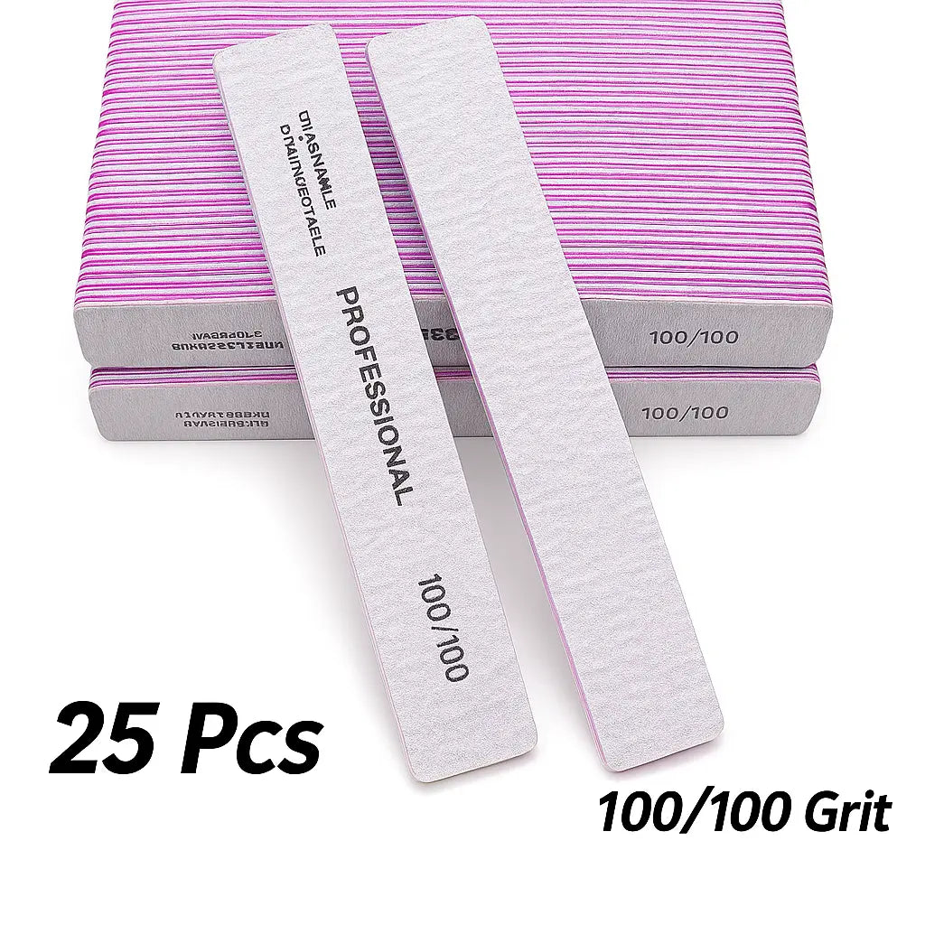 50/25 Pcs/Pack Professional Washable Nail Files 100 To 180 Half Moon Strong Sandpaper Durable File Nails Tools Manicure Supplies - Novarashop