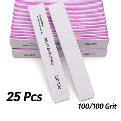 50/25 Pcs/Pack Professional Washable Nail Files 100 To 180 Half Moon Strong Sandpaper Durable File Nails Tools Manicure Supplies - Novarashop