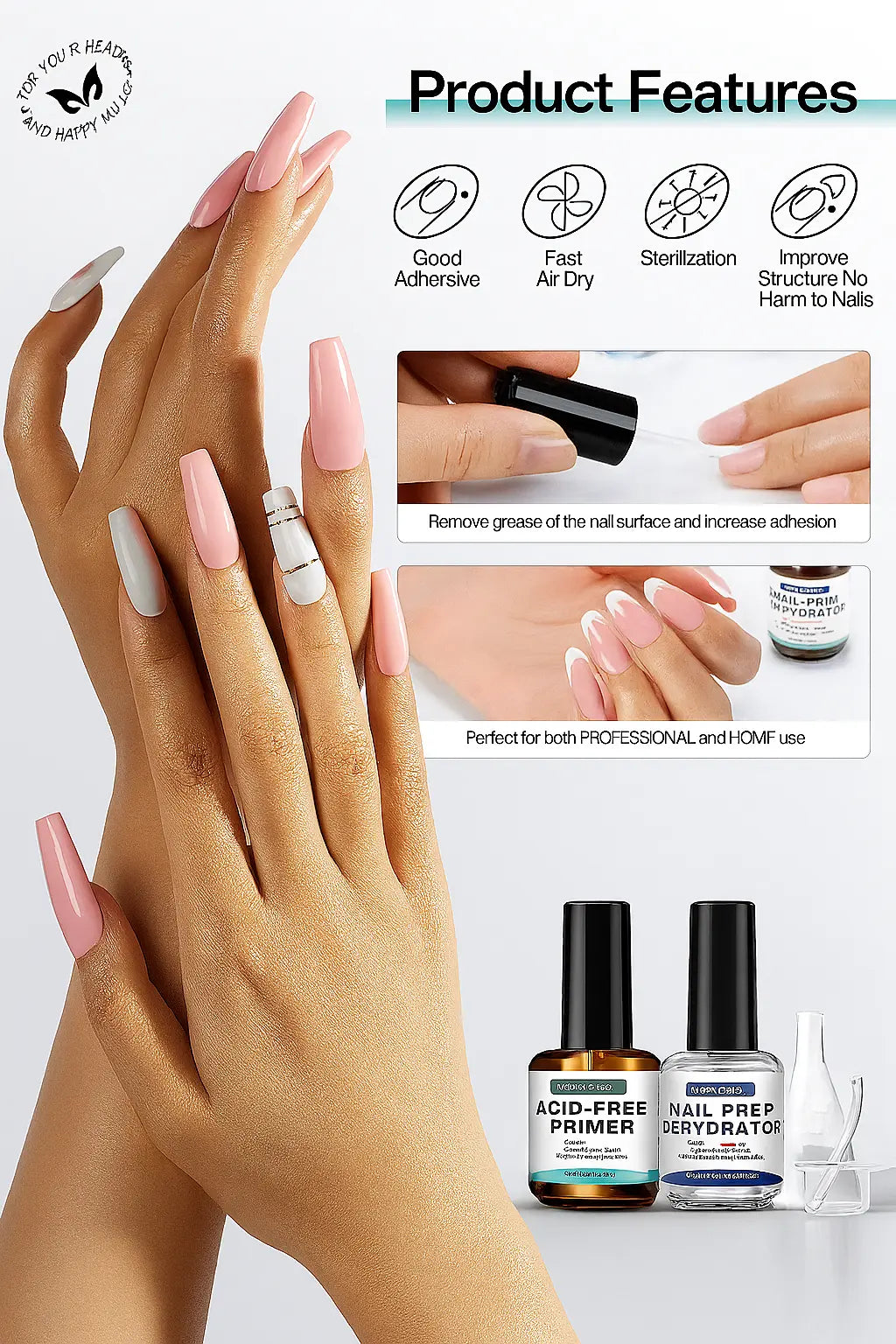 Morovan Natural Nail Dehydrator and Acid-Free Primer Nail Dehydrator for Acrylic and Gel Nail Polish Nail Primer for U V Gel - Novarashop