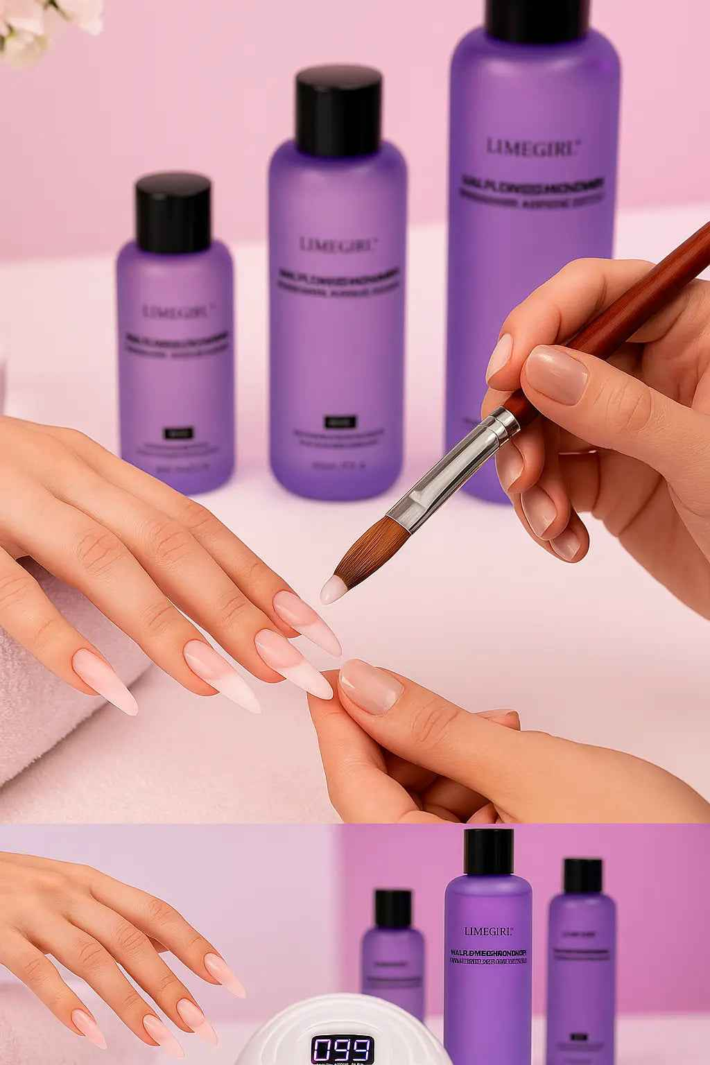 Limegirl Acrylic Liquid Monomer - Large Capacity 40ml/70ml/120ml/240ml for Nail Art DIY Acrylic Powder Liquid Manicure
