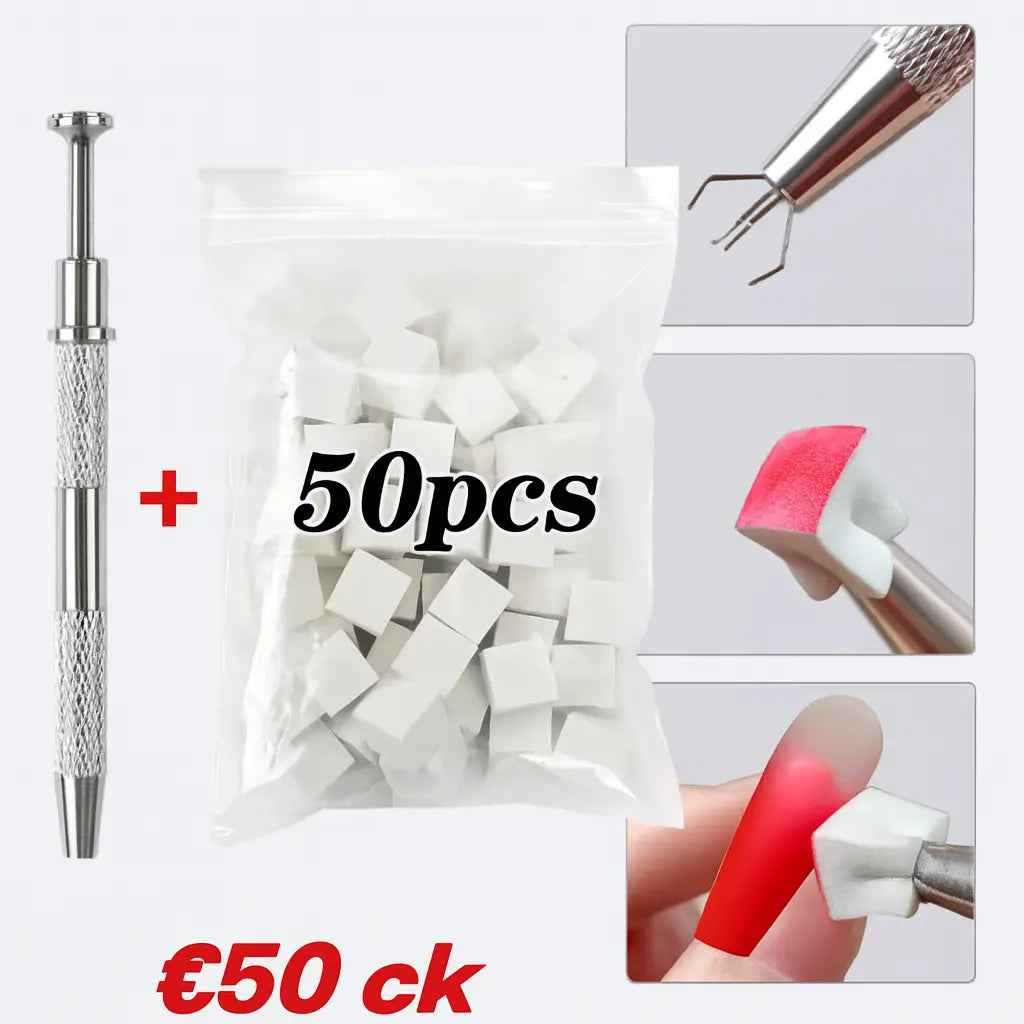 50Pcs Nail Art Sponge Set with Grab Pen - Gradient Nail Brushes and Gel Polish Design Supplies
