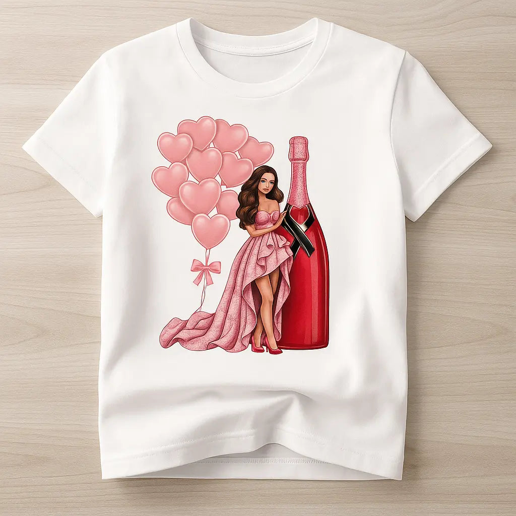 Balloon Print Women Black Tshirt Novarashop