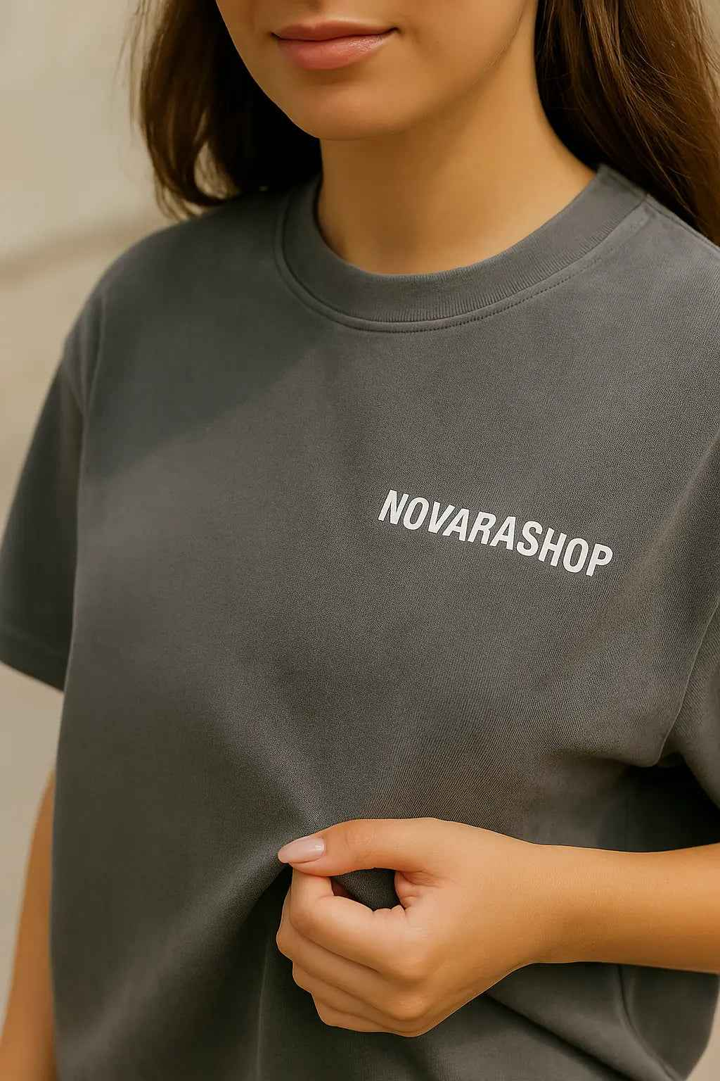 100% Cotton Unisex Vintage T-shirt Novarashop Logo Street Trend Short Sleeve T-shirt Embroidery Design European American Size - Novarashop