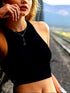 2025 Summer Slim Render Short Top Sexy Women Sleeveless O Croptops Tank Tops Solid Black/White Crop Vest Tops Wholesale - Novarashop