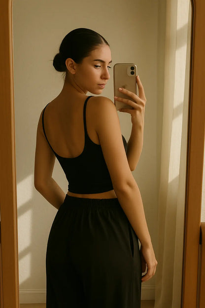 Women Backless Cami Crop Top Summer Solid Color Casual Sleeveless Top Streetwear Y2K Clothes - Novarashop