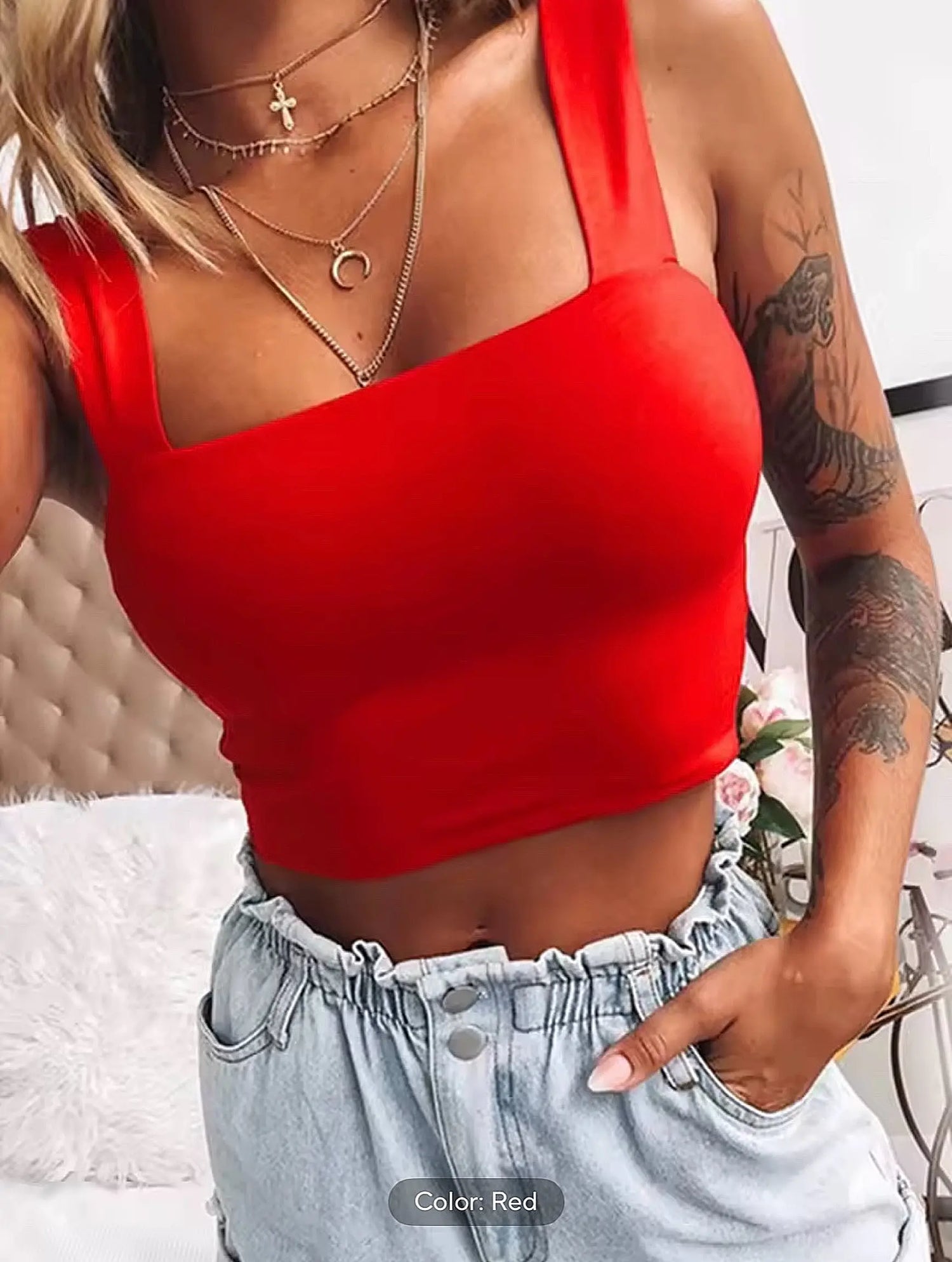 Square Neck Sleeveless Summer Crop Top White Women Black Casual Basic T Shirt Off Shoulder Cami Sexy Backless Tank Top - Novarashop