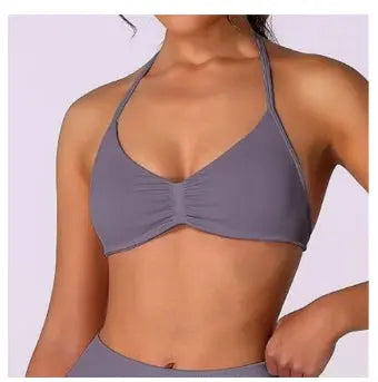 Strappy Bra Top Women High Support Thin Strap Halter Sport Seamless Bras Scrunch Workout Yoga Tank - Novarashop