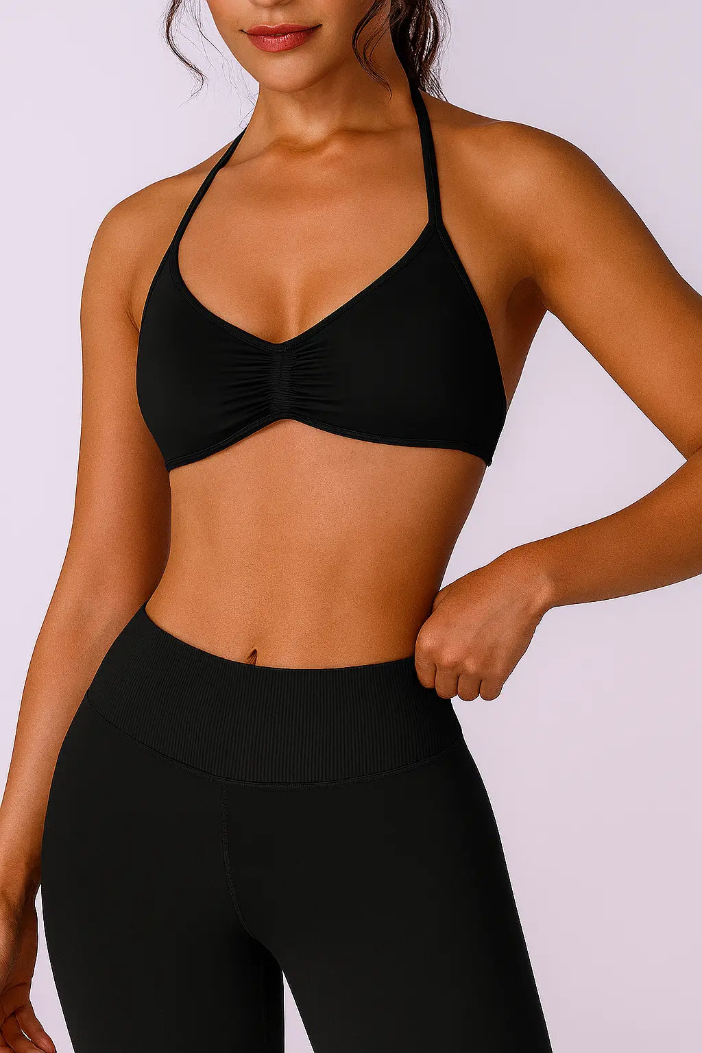 Strappy Bra Top Women High Support Thin Strap Halter Sport Seamless Bras Scrunch Workout Yoga Tank - Novarashop