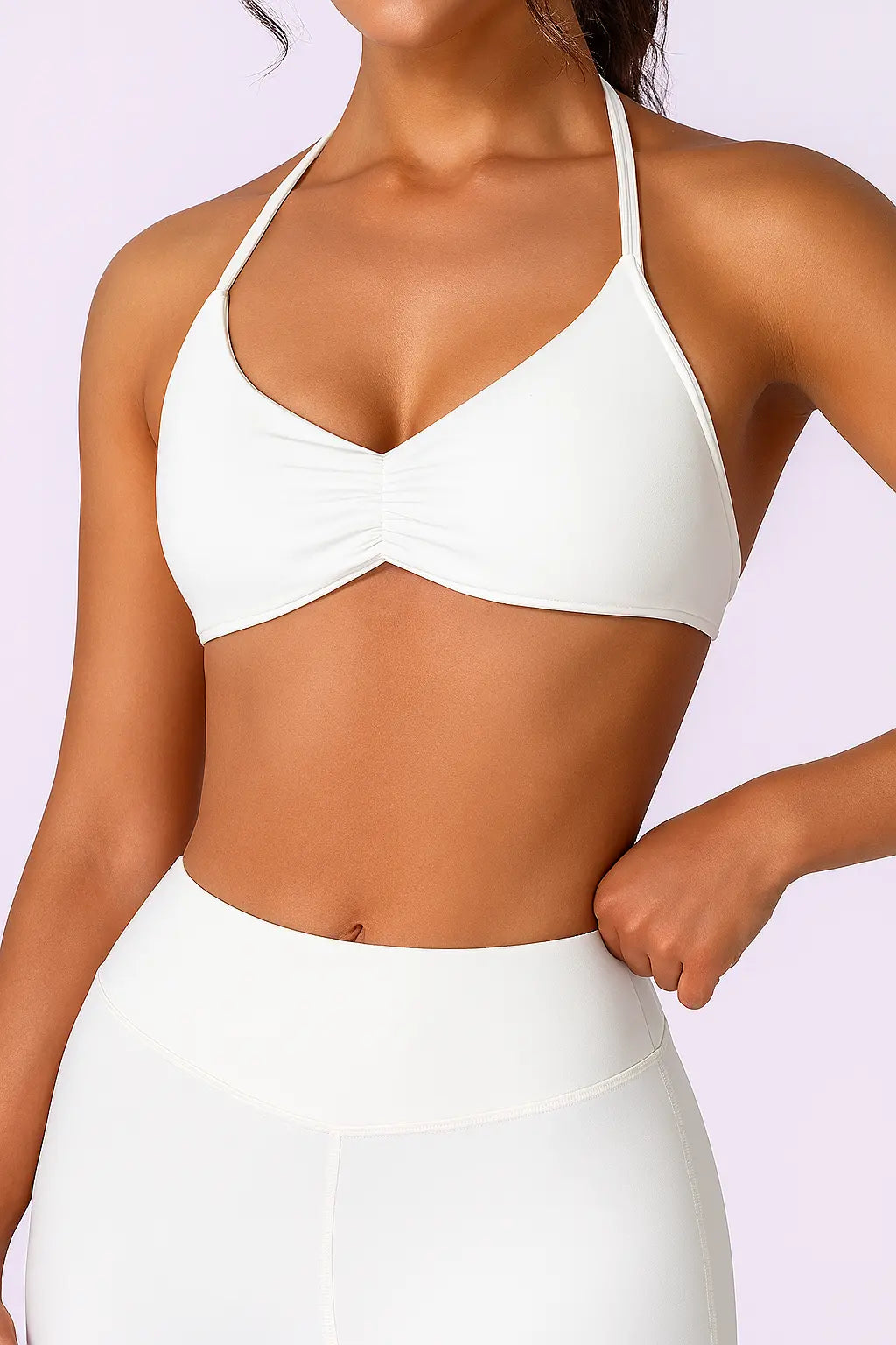 Strappy Bra Top Women High Support Thin Strap Halter Sport Seamless Bras Scrunch Workout Yoga Tank - Novarashop