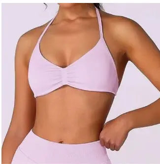Strappy Bra Top Women High Support Thin Strap Halter Sport Seamless Bras Scrunch Workout Yoga Tank - Novarashop