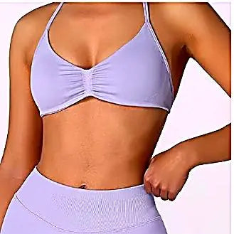 Strappy Bra Top Women High Support Thin Strap Halter Sport Seamless Bras Scrunch Workout Yoga Tank - Novarashop