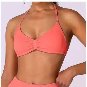 Strappy Bra Top Women High Support Thin Strap Halter Sport Seamless Bras Scrunch Workout Yoga Tank - Novarashop