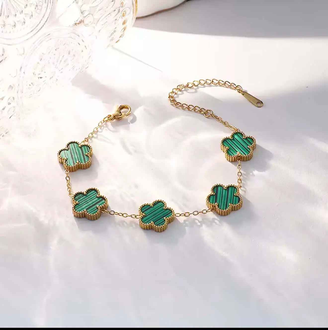Flower Shape Bracelet for Women - Adjustable Luxury Five Leaf Flower Jewelry Gift in Stainless Steel