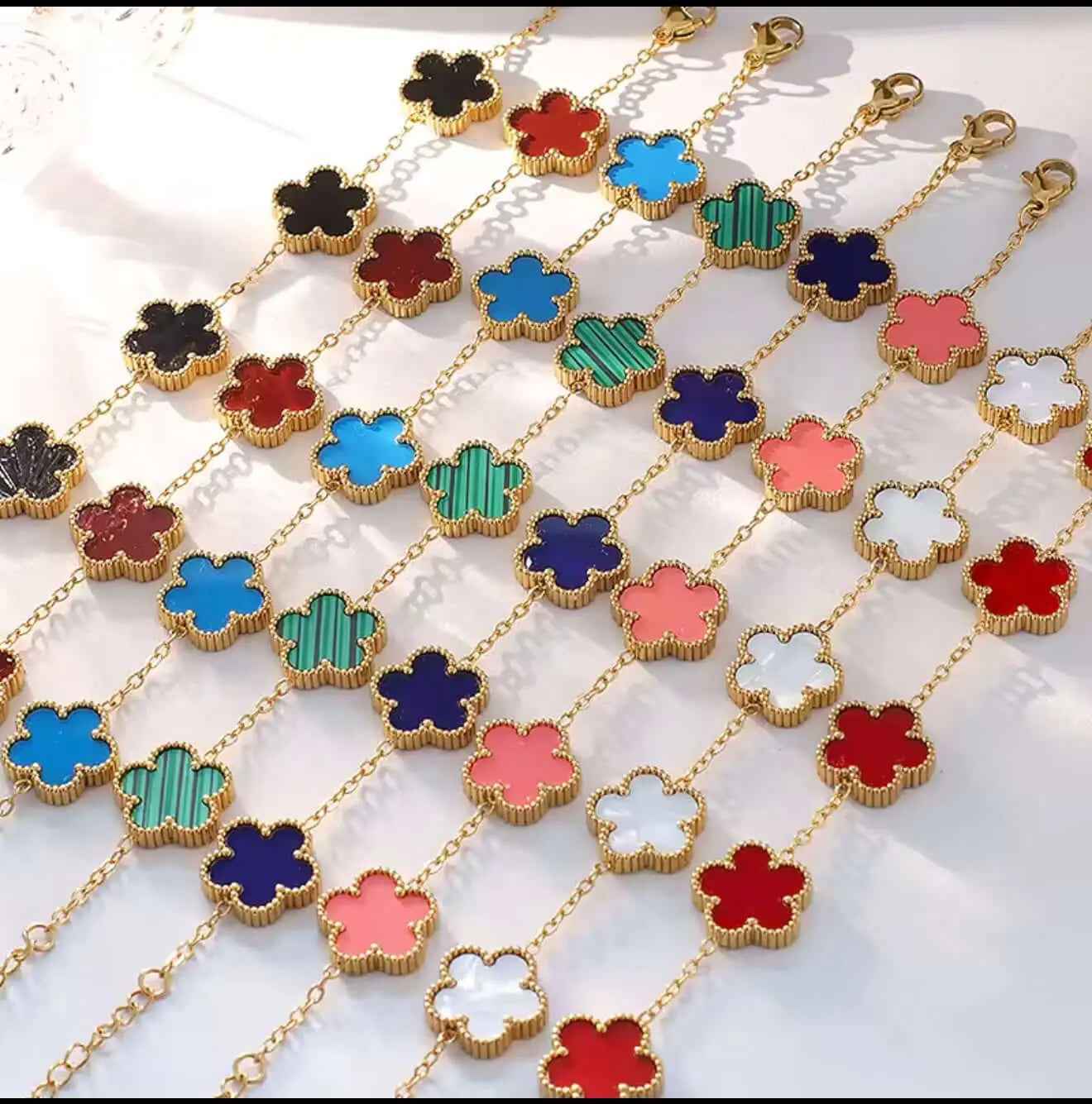 Flower Shape Bracelet for Women - Adjustable Luxury Five Leaf Flower Jewelry Gift in Stainless Steel