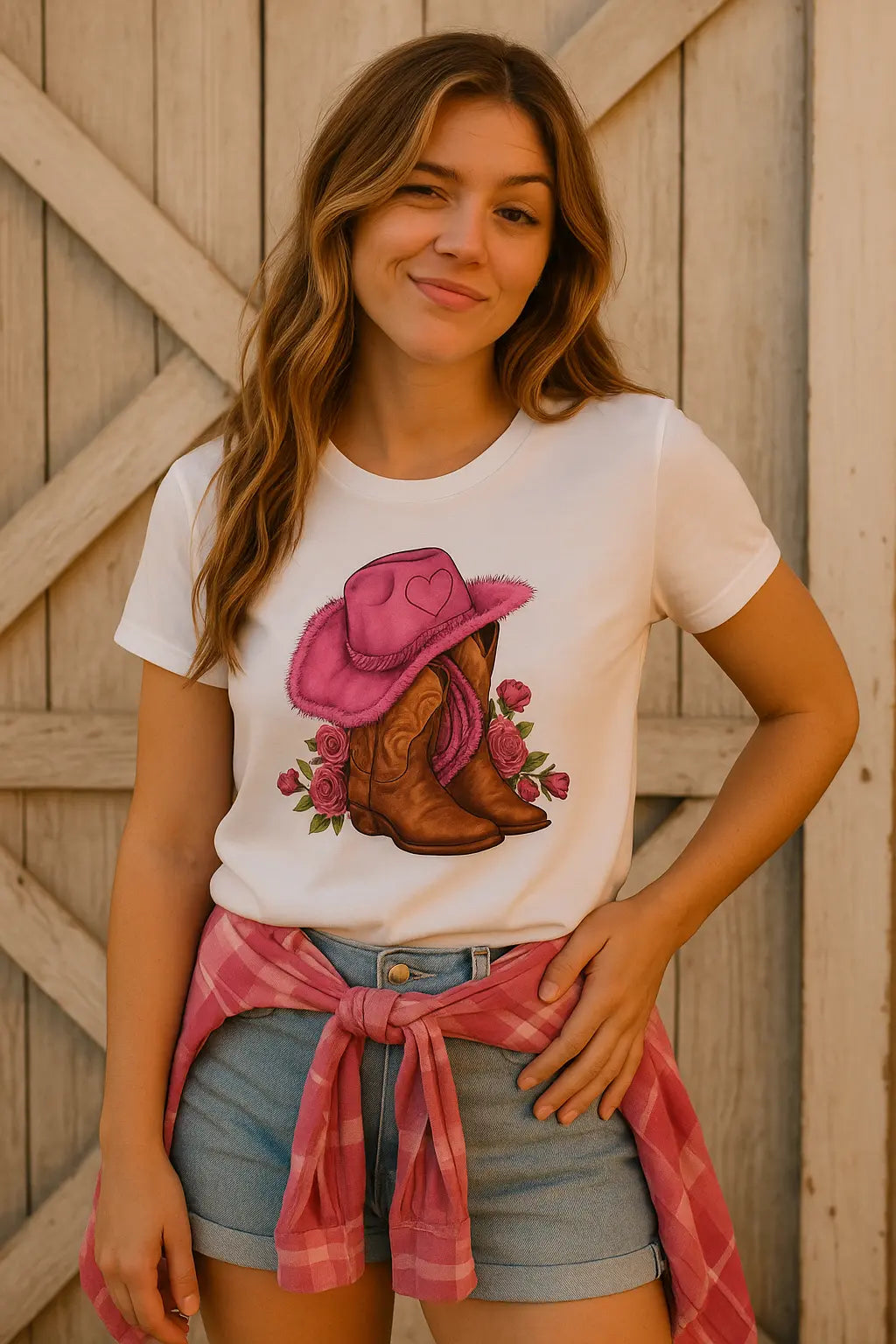 Cowgirl Floral Print T-shirts Women Summer Tshirt Lady Rive Novarashop