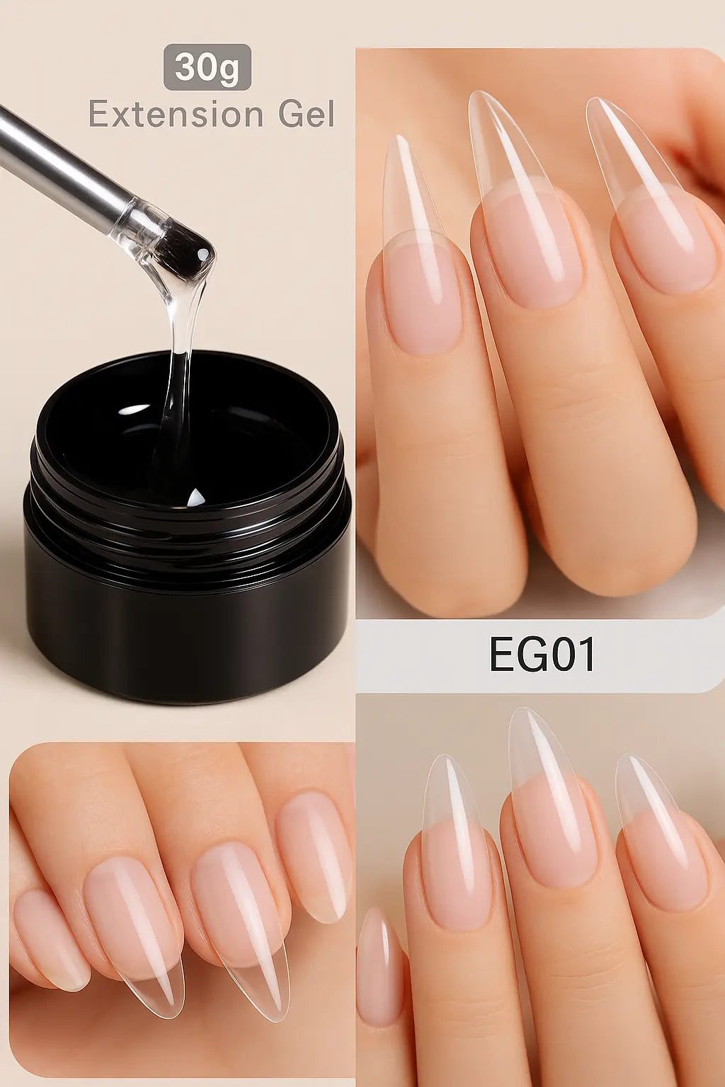 BORN PRETTY 60ml/30ml Hard Jelly Nail Extension Gel Nail Art French Nail Gum Clear Natural Color Soak Off UV Construction Gel - Novarashop