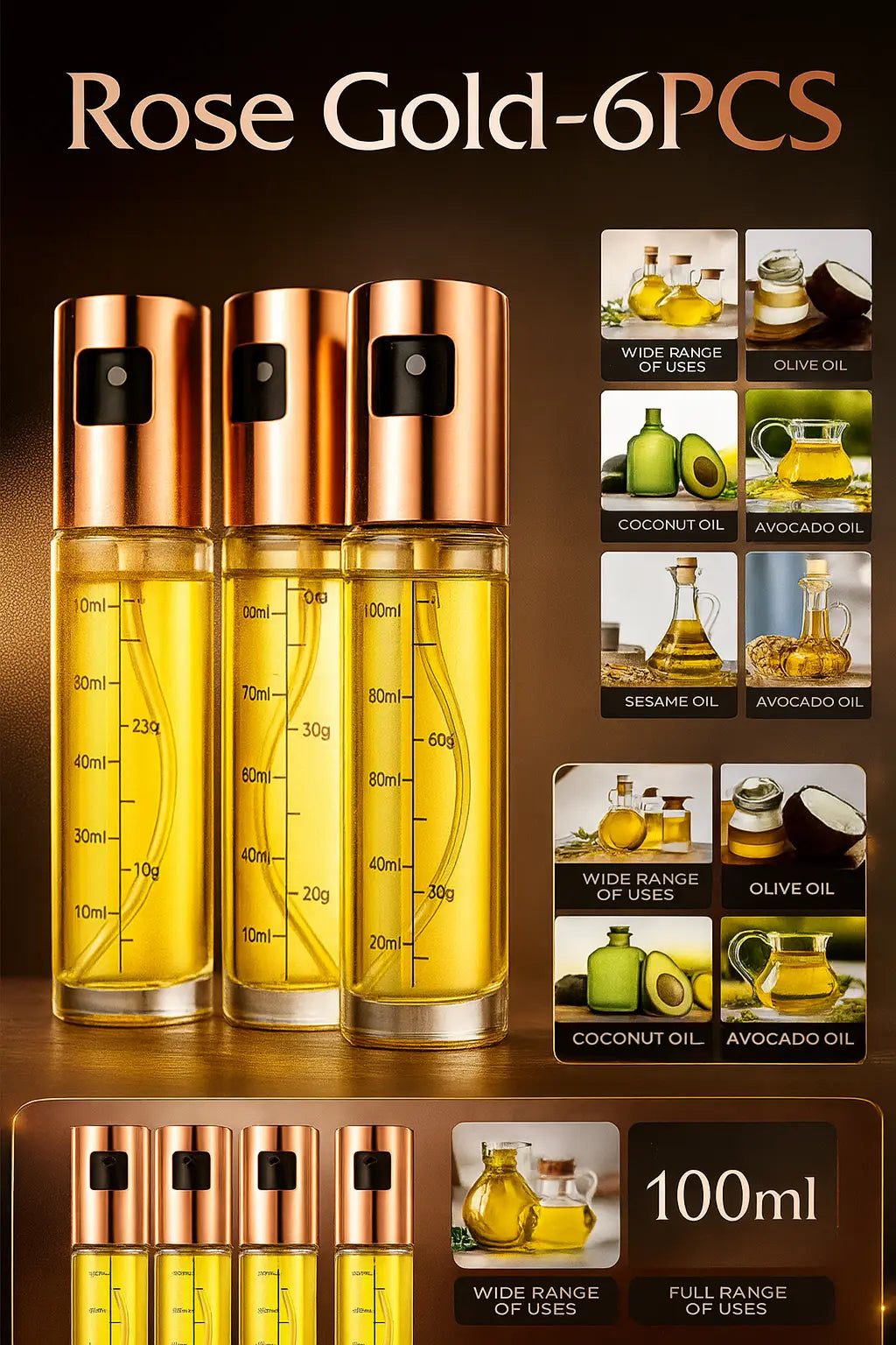 Glass Oil Sprayer for Cooking Olive Spray Mister for Salad BBQ Kitchen Baking Empty Vinegar Bottle - Novarashop