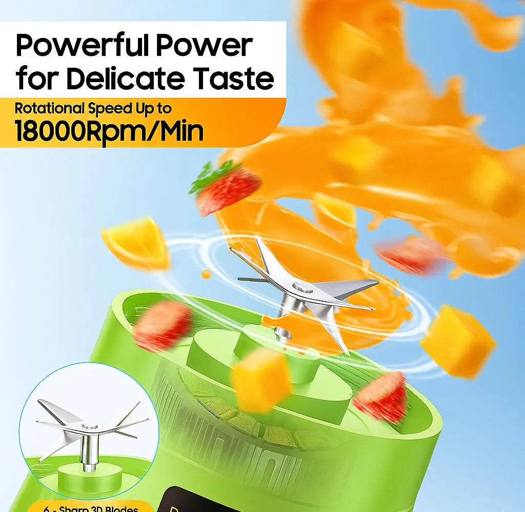 New Mini Portable Blender Bottle USB 6 Blades Fruit Fresh Juicer Smoothies Mixer Machine Crusher Food Processor for Kitchen - Novarashop