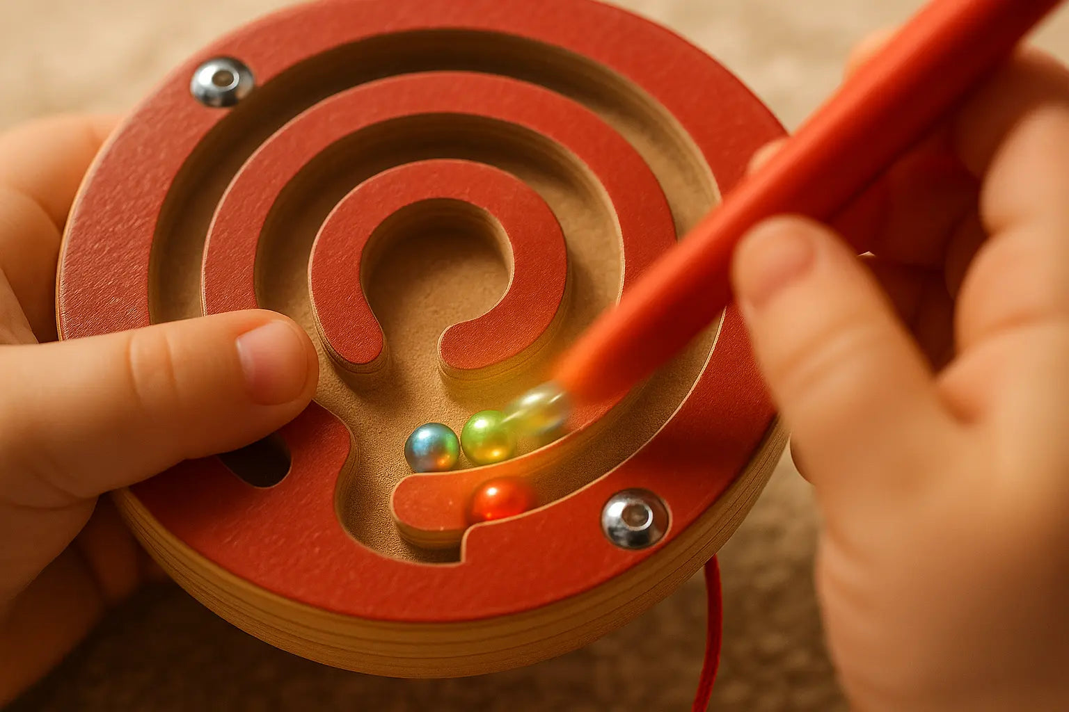 Kids Magnetic Maze Toy Mini Wooden Interactive Maze Pen Driving Beads Maze Puzzle Board Game Eduactional Toys for Toddlers Baby - Novarashop