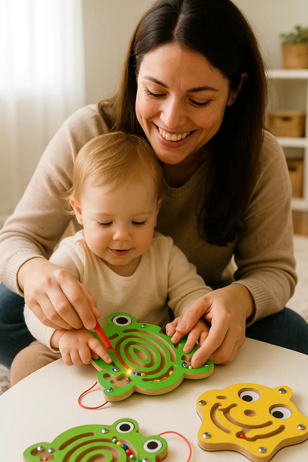Kids Magnetic Maze Toy Mini Wooden Interactive Maze Pen Driving Beads Maze Puzzle Board Game Eduactional Toys for Toddlers Baby - Novarashop