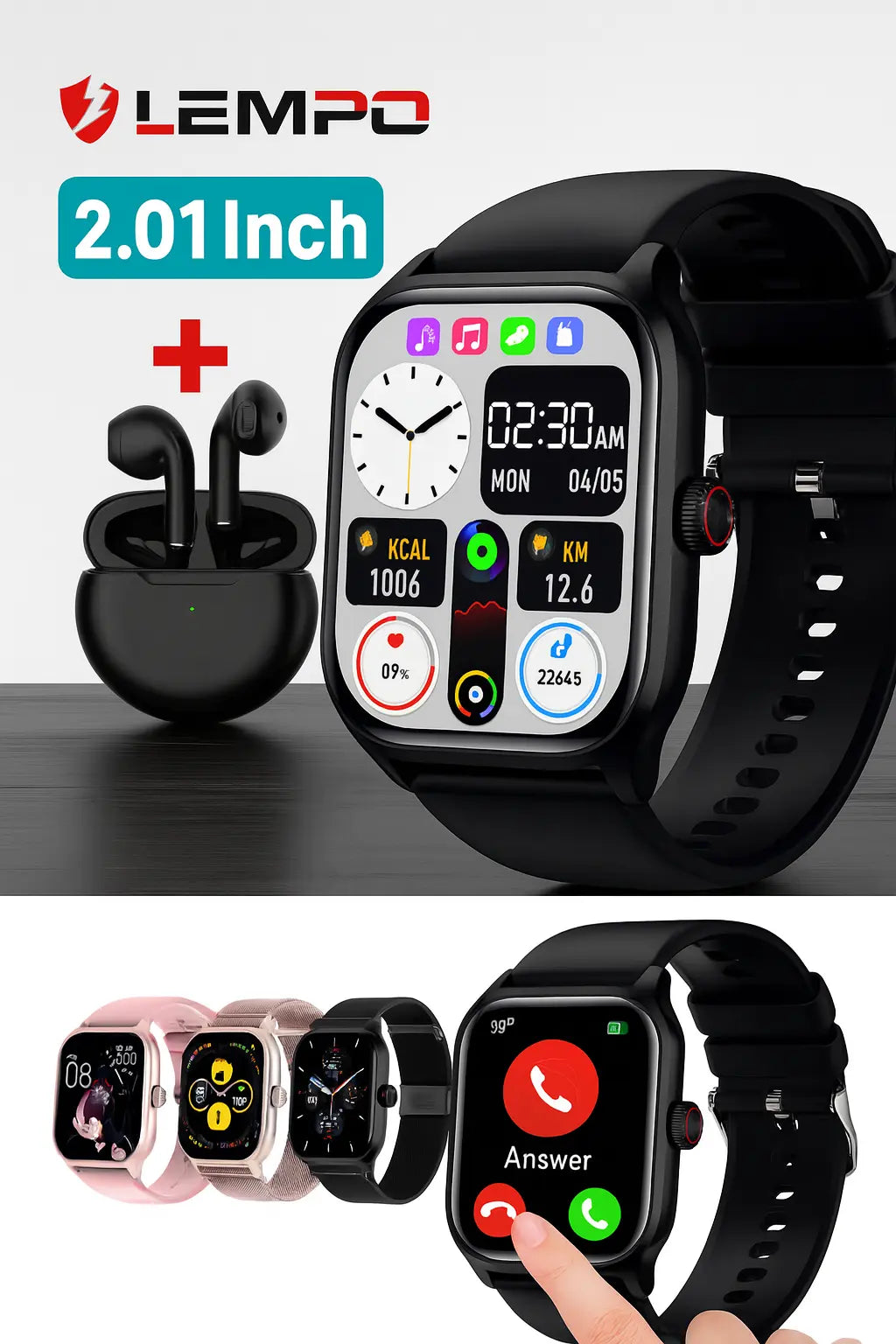 LEMFO LT10 Smart Watch 2024 Android Gift Bluetooth Call Smartwatch 2024 Touch Dial Music Fitness Tracker Sports Watches - Novarashop