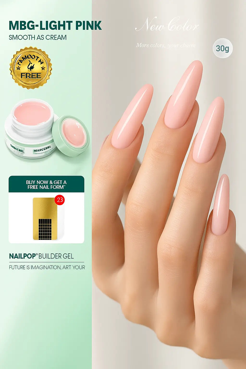 Nailpop Professional Builder Gel UV Hard Gel for Nail Strengthen Quick Building Long Lasting Soak Off Extension Gel 30/100g - Novarashop