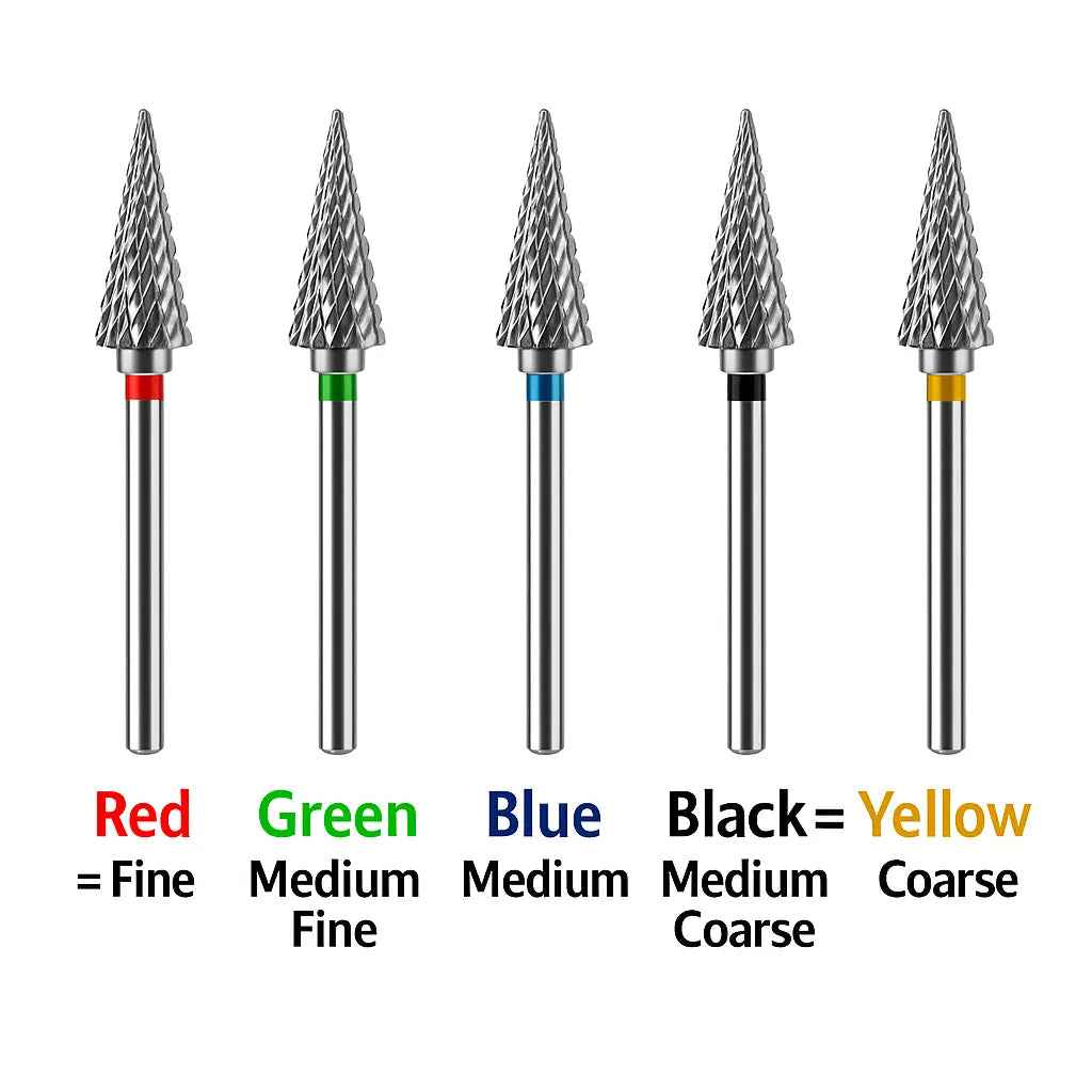 Tungsten Carbide Nail Drill Bits for Electric Manicure - Milling Cutters for Gel Polish Removal