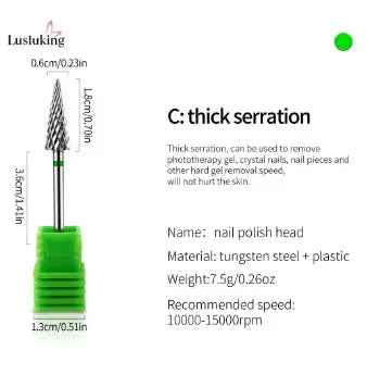 Tungsten Carbide Nail Drill Bits for Electric Manicure - Milling Cutters for Gel Polish Removal