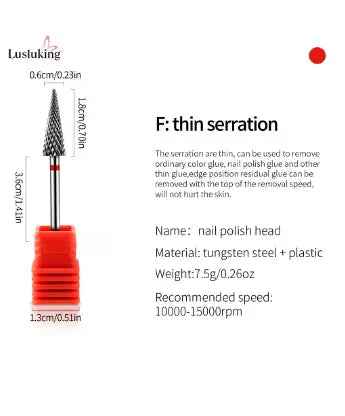 Tungsten Carbide Nail Drill Bits for Electric Manicure - Milling Cutters for Gel Polish Removal