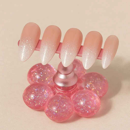 Magnetic Nail Holder Practice Set with Glitter Sequins Flower Designs - Acrylic False Nail Tips Stand Manicure Tools