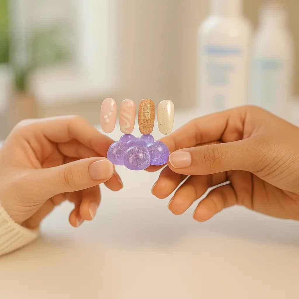 Magnetic Nail Holder Practice Set with Glitter Sequins Flower Designs - Acrylic False Nail Tips Stand Manicure Tools
