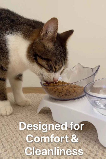 Non-Slip Double Cat Bowl Dog Bowl With Stand Pet Feeding
