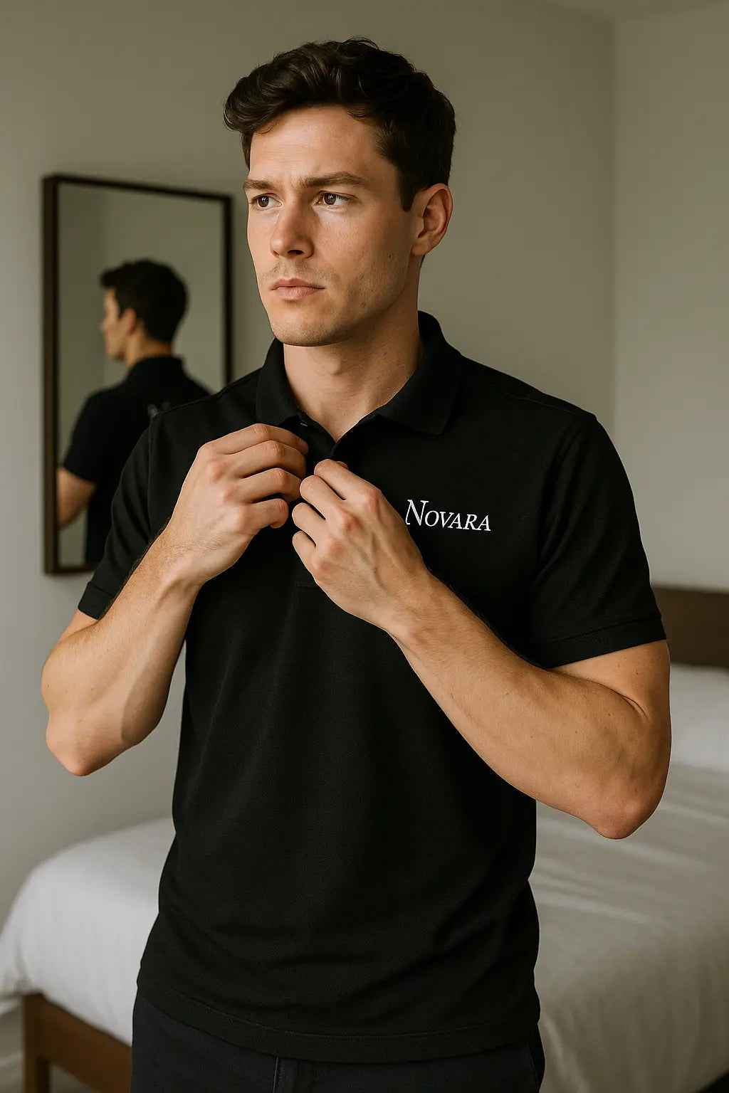 Novarasop Sports Polo Shirt Collar Short Sleeve Shirt Marathon Running Fitness Men Top DIY